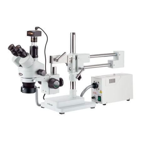 United Scope Llc. AmScope SM-4TPZ-FOR-5M 3.5X-90X Simul-Focal Trinocular Boom Microscopy System & 5MP Digital Camera SM-4TPZ-FOR-5M